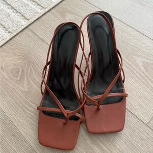 Brown Strappy Kitten Heels